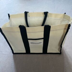 Langham cream & black canvas tote bag.